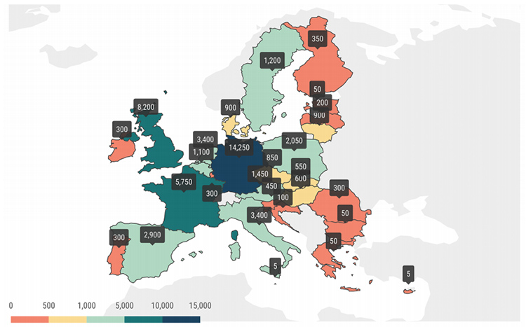 Mapa interactivo de ACEA sobre la infraestructura de hidrógeno necesaria para 2030 en Europa.