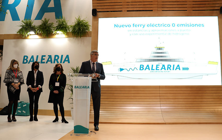 Baleària presenta en FITUR un ferry eléctrico que tendrá un laboratorio de pruebas de hidrógeno verde