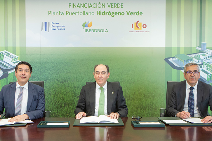 El BEI y el ICO firman la primera financiación conjunta para el desarrollo de hidrógeno verde con Iberdrola
