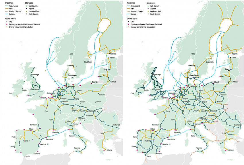 Actualización de los mapas de la infraestructura troncal europea del hidrógeno de EHB