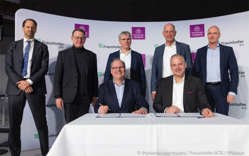 Acuerdo entre thyssenkrup nucera y Fraunhofer IKTS sobre tecnología SOEC.
