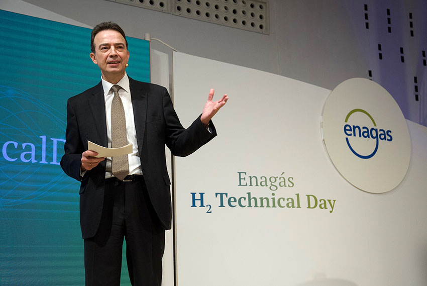 Arturo Gonzalo en su intervención en el Enagás H2 Technical Day. Foto: Enagás.